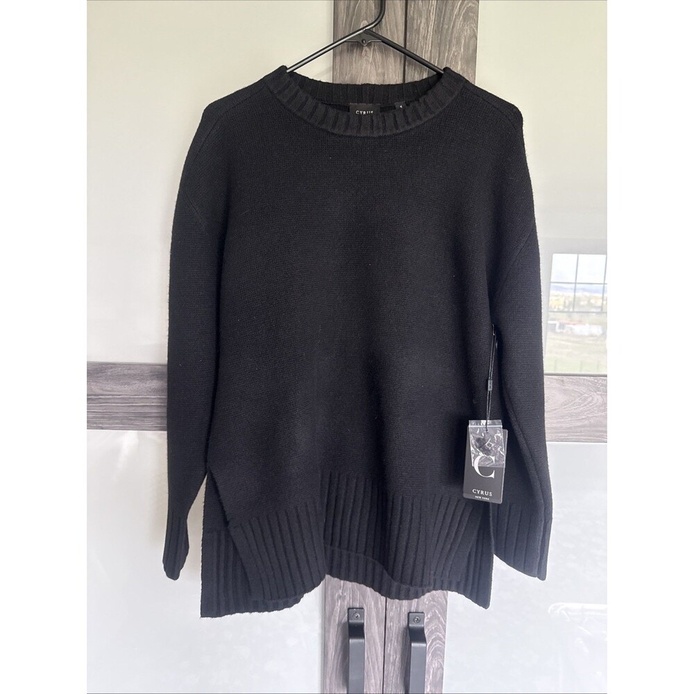Cyrus Sweater Womens S Black Ribbed Lightweight Oversized Soft Comfort New